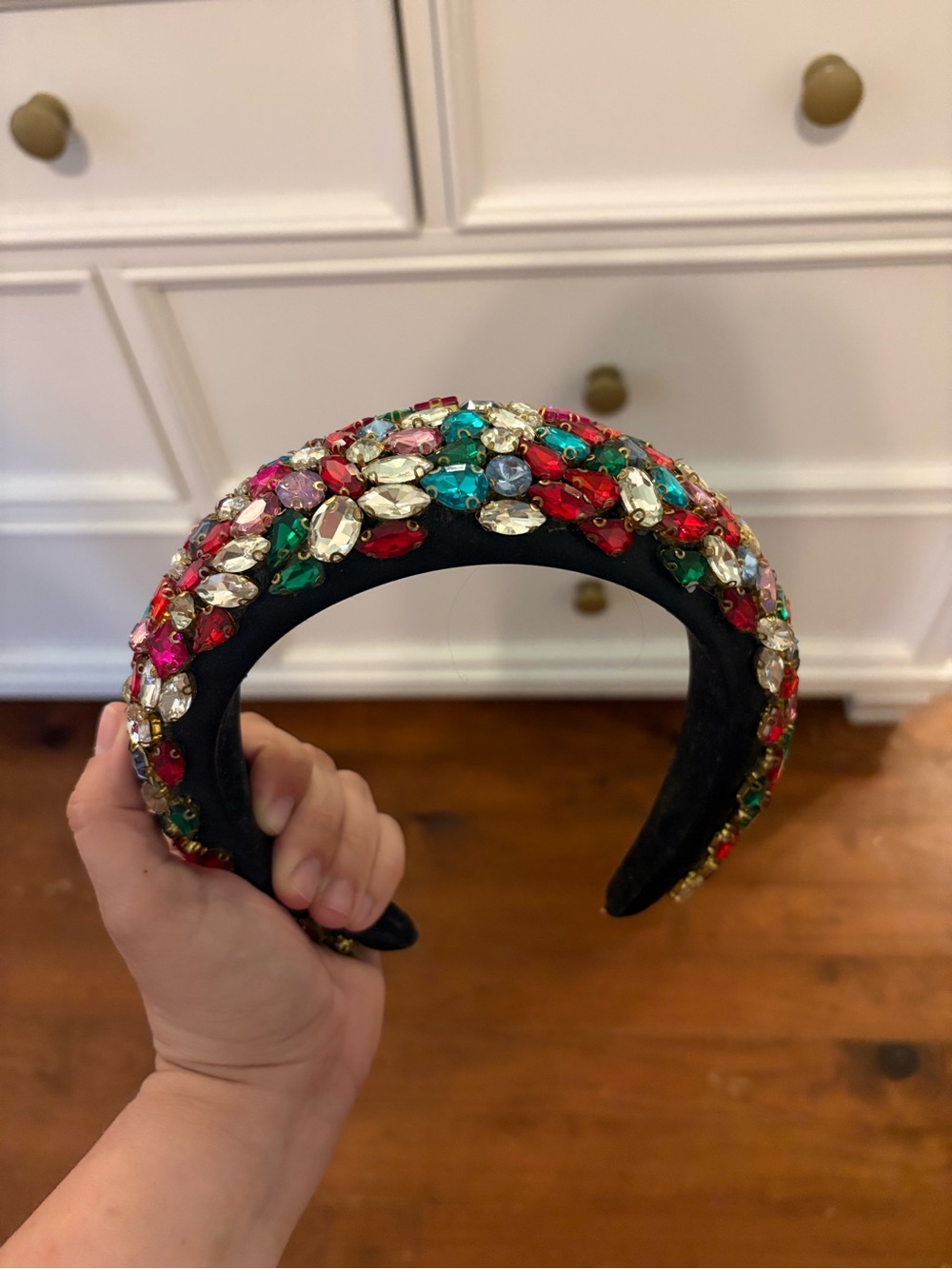 Embellished Crystal Padded Headband - Multicolor